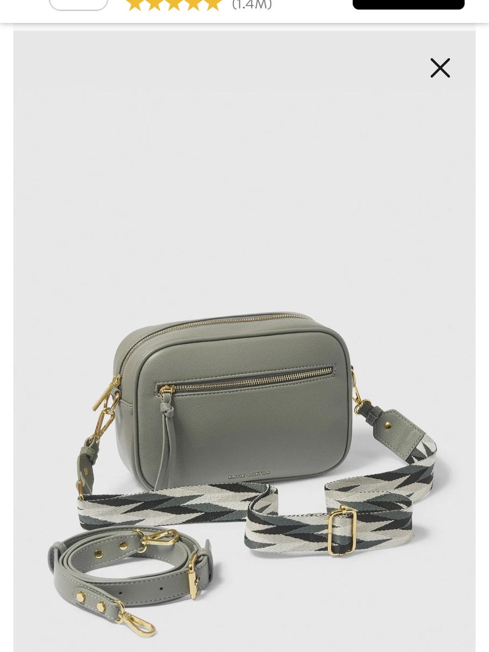 Katie Loxton small  Sage Crossbody Bag with (2) strap solid and Patterned Strap
